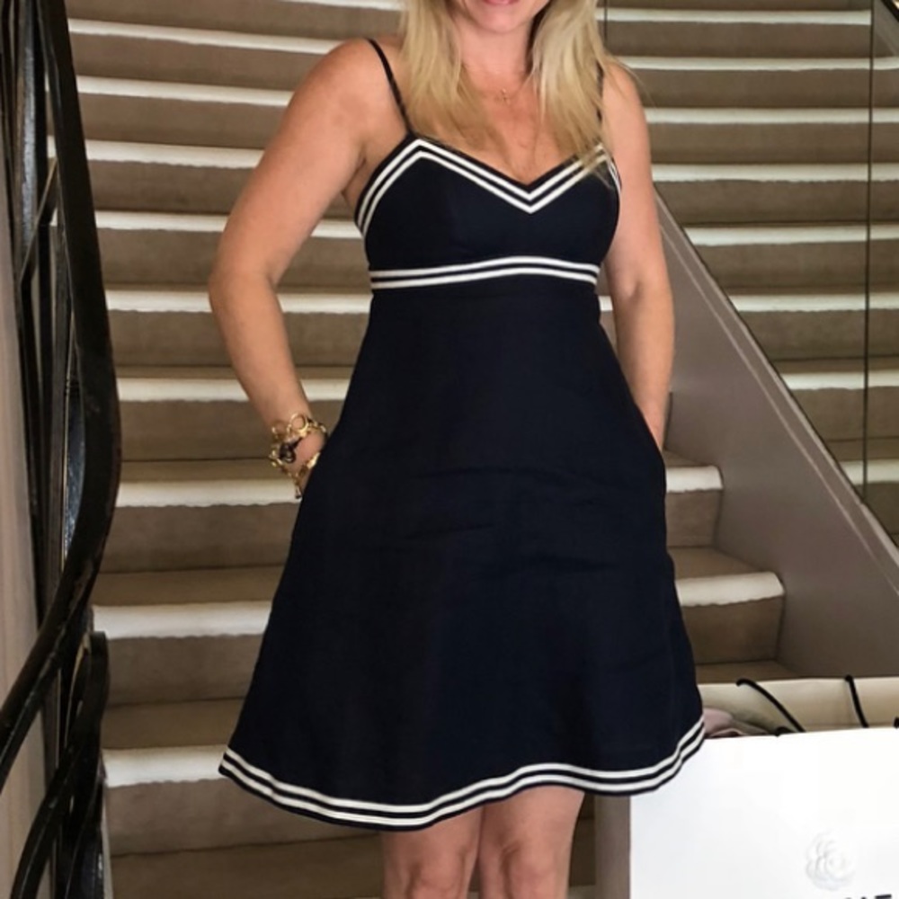 NWOT Zimmermann size 1 navy linen dress w/pockets